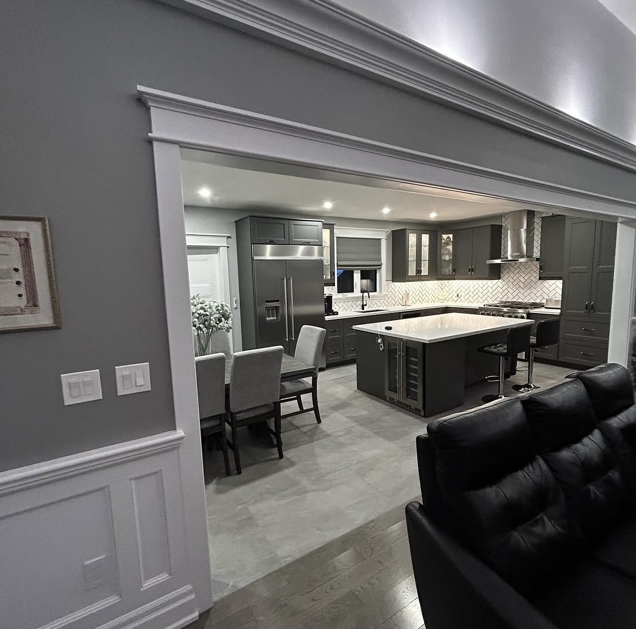 Open-Concept Renovation with Crown Moulding